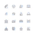 Tower rehab line icons collection. Renovation, Restoration, Refurbishment, Upgrade, Revamp, Modernization, Conversion