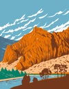 Tower Rock State Park Entrance To Missouri River Canyon In Adel Mountains Volcanic Field Montana USA WPA Poster Art
