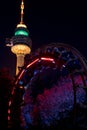 The tower and the rollercoaster ,Duryu Park Tower Starry Night Illuminations Daegu South Korea