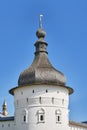 Tower of Rostov Kremlin against the blue sky. Rostov Kremlin, Golden Ring of Russia Royalty Free Stock Photo