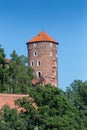 Tower of Royal castle Wawel in Krakow in Poland Royalty Free Stock Photo