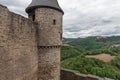 Tower ruin medieval castle Bourscheid in Luxembourg