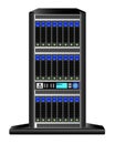 Tower-server 4u vertical version with 24 hard drives 2.5 inches and a small display for management. Royalty Free Stock Photo