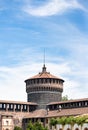 Tower of Sforza Castle. Interior View of Sforzesco Castle in Milan. Italy