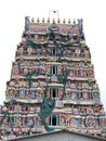 Tower of a Shiva temple with beautiful sculptures in Tamil nadu