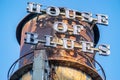 Tower with sign of House of Blues Restaurant