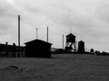 Tower silhouettes of concentration camp Royalty Free Stock Photo