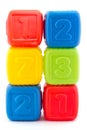 Tower of six colorful building blocks Royalty Free Stock Photo