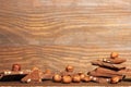 tower of slices of milk chocolate and hazelnuts