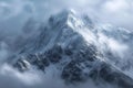 Tower of snow covered peaks majestically reaches for the cloudy heavens