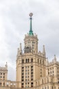 Tower with a spire on the Stalin high-rise on Kotelnicheskaya
