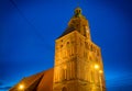 Tower of St. Mary`s Cathedral in Gorzow Wielkopolski, Poland at twilight Royalty Free Stock Photo