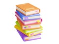 Tower stack of paper books with hard cover and bookmarks in 3d render illustration. Royalty Free Stock Photo