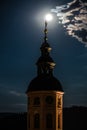 Tower of the Stiftskirche at Night Royalty Free Stock Photo