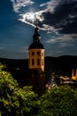 Tower of the Stiftskirche at Night Royalty Free Stock Photo