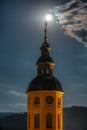 Tower of the Stiftskirche at Night Royalty Free Stock Photo