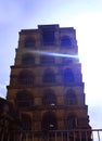 Tower with sun rays at thanjavur maratha palace Royalty Free Stock Photo