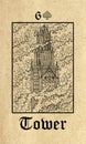 Tower. Tarot card from Lenormand Gothic Mysteries oracle deck Royalty Free Stock Photo