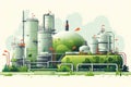 Building chemical construction power technology background environment plant energy industrial flat illustration factory Royalty Free Stock Photo