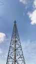 tower telecommunications and blue sky in the morning Royalty Free Stock Photo