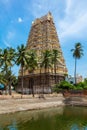 Tower and temple tank of Indian Dravidian Temple Royalty Free Stock Photo
