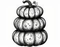 Tower of Three Tiered Pumpkin Structure for Fall Season in White Background Royalty Free Stock Photo