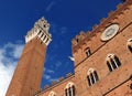 Tower Torre Del Mangia And City Hall Palazzo Pubblico In The Old Town Of Siena Tuscany Italy Royalty Free Stock Photo