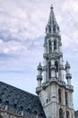 Tower of the Town Hall of Grand Place, Brussels Royalty Free Stock Photo