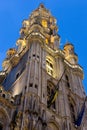 Tower of the Town Hall of Grand Place, Brussels Royalty Free Stock Photo