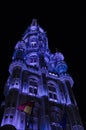 Tower Of The Townhall At Night, Grand Place, Brussels, Belgium,