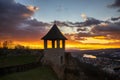 Tower of The Trencin Castle at sunset, Slovakia Royalty Free Stock Photo