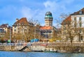 The tower of Urania Sternwarte on the hill of Lindenhof district, Zurich, Switzerland