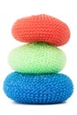 Tower of vibrant plastic scourers Royalty Free Stock Photo