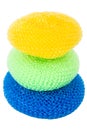 Tower of vibrant plastic scourers Royalty Free Stock Photo