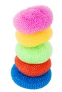 Tower of vibrant plastic scourers Royalty Free Stock Photo