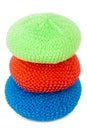 Tower of vibrant plastic scourers Royalty Free Stock Photo