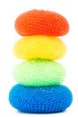 Tower of vibrant plastic scourers Royalty Free Stock Photo