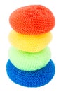 Tower of vibrant plastic scourers Royalty Free Stock Photo