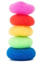 Tower of vibrant plastic scourers Royalty Free Stock Photo