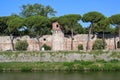 Tower and wall of the Cittadella Nuova New Citadel, now called Giardino Scotto Scotto`s Garden an old fortress in Pisa at the