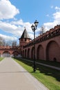 Tower and wall of the Tula Kremlin. Royalty Free Stock Photo