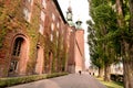 Tower and walls with leaves of Stockholm Stadshuset, built in 1923. Examples of architecture of Sweden Royalty Free Stock Photo