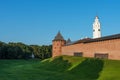 Tower and walls of Novgorod Kremlin in Veliky Novgorod, Russia.