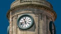 Tower with watch on The Palacio da Bolsa timelapse Stock Exchange Palace is a historical building in Porto, Portugal Royalty Free Stock Photo