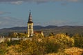 Tower of Zohor church and Male Karpaty behind