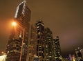 Towerblocks lit up in night city of Miami, USA