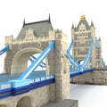 The TowerBridge in London on white. 3D illustration Royalty Free Stock Photo