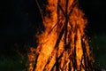 Towering Bonfire, Fiery Night Royalty Free Stock Photo
