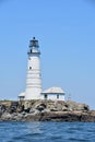 Towering Boston Light Amongst Boston Harbor Islands Royalty Free Stock Photo