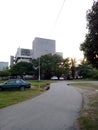 Towering building from the country side